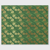 Floral Leafs Emerald Green GoldenChic Geschenkpapier (Flach)