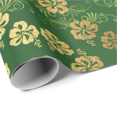 Floral Leafs Emerald Green GoldenChic Geschenkpapier (Rolleneckpunkt)