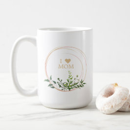 Floral Leaves & Branches in Pink with Quote Mom Kaffeetasse