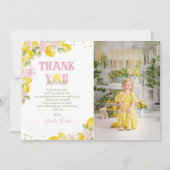 Floral Lemon Birthday Photo Dankeskarte (Vorderseite)