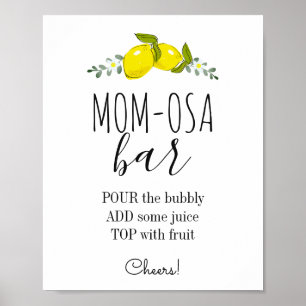 Floral Lemon Citrus Baby Shower Mama osa Bar Poster