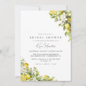 Floral Lemon | Elegant Yellow Green Bridal Shower Einladung (Vorderseite)