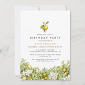 Floral Lemon | Fun Bright Yellow Erwachsene Geburt Einladung (Vorderseite)