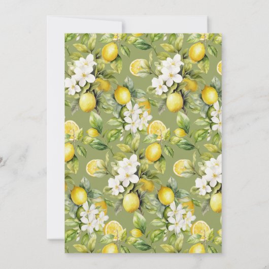 Floral Lemon | Fun Bright Yellow Erwachsene Geburt Einladung (Rückseite)