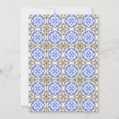 Floral Lemon Mediterranean Blue Tile Bridal Shower Einladung (Rückseite)