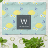 Floral Lemon Muster Mint Grünes Küchentuch (Gefaltet)
