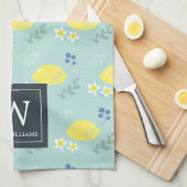 Floral Lemon Muster Mint Grünes Küchentuch (Viertel Falte)