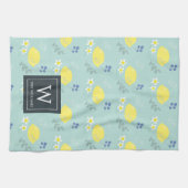 Floral Lemon Muster Mint Grünes Küchentuch (Horizontal)