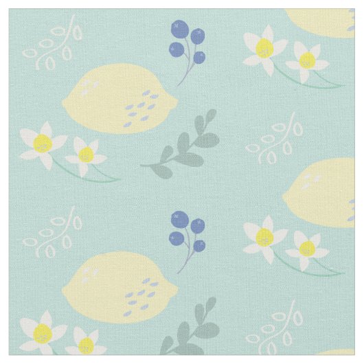 Floral Lemon Muster Minze Green Stoff (Nahaufnahme)