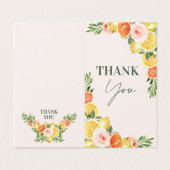 Floral Lemon Orange Babydusche Danke Karte (Außenseite Aufgefaltet)