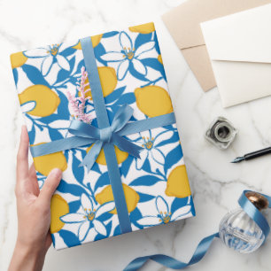 Floral Lemon Sketch Hand Drawn Wrapping Paper Roll Geschenkpapier