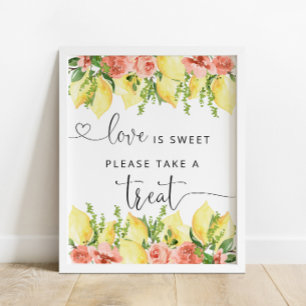 Floral Lemon Thema Liebe ist süße Leckereien Poster