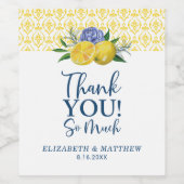 Floral Lemon Wedding Vielen Dank Weinetikett (Einzelnes Label)