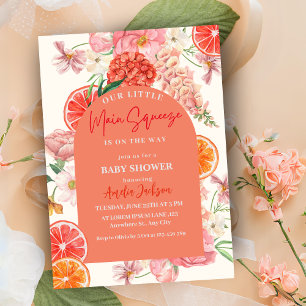 Floral Lemon Zitrusfrüchte Hauptpresse Babydusche Einladung