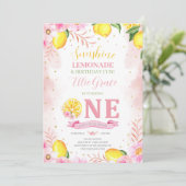 Floral Lemonade 1. Geburtstag Einladung (Stehend Vorderseite)