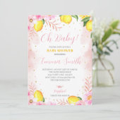 Floral Lemonade Baby Dusche Einladung (Stehend Vorderseite)