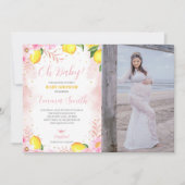 Floral Lemonade Baby Dusche Foto Einladung (Vorderseite)