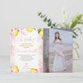 Floral Lemonade Baby Dusche Foto Einladung (Stehend Vorderseite)