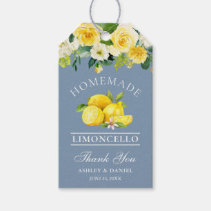 Floral Lemons Dusty Blue Limoncello Wedding Geschenkanhänger