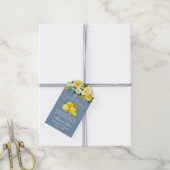 Floral Lemons Dusty Blue Limoncello Wedding Geschenkanhänger (Mit Garn)