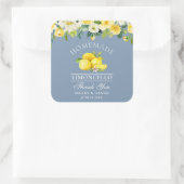 Floral Lemons Dusty Blue Limoncello Wedding Quadratischer Aufkleber (Tasche)