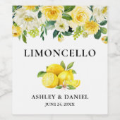 Floral Lemons Limoncello Hochzeitszittel Weinetikett (Einzelnes Label)