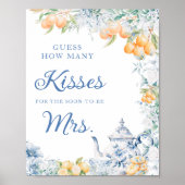 Floral & Lemons Wie viele Kisses Brautparty Game Poster (Vorne)