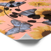 Floral Leopard Cheetah Gelb und Rosa Poster (Ecke)