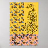 Floral Leopard Cheetah Gelb und Rosa Poster (Vorne)