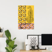 Floral Leopard Cheetah Gelb und Rosa Poster (Heimbüro)