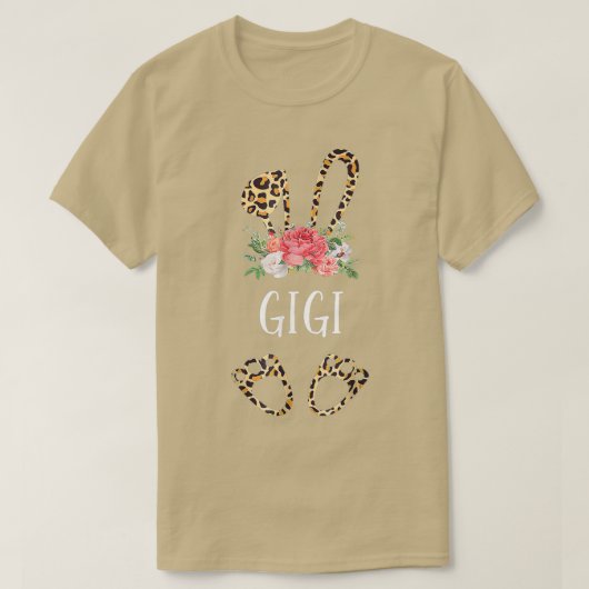 Floral Leopard Gigi Bunny Happy Ostermütter Da T-Shirt (Design vorne)