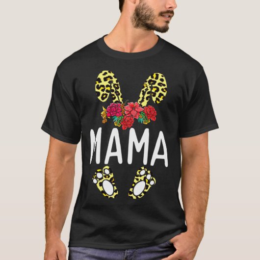 Floral Leopard Mama Bunny Happy Easter Mother s Da T-Shirt (Vorderseite)