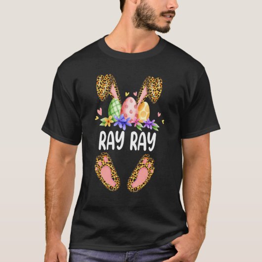 Floral Leopard Ray Ray Bunny Oaster Happy Oaster D T-Shirt (Vorderseite)