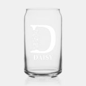 Floral Letter D Monogramm Personalisiert Name Weiß Dosenglas (Vorderseite)