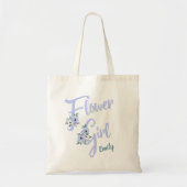 Floral Letter Dusty Blue Personalized Flower Girl Tragetasche (Vorne)