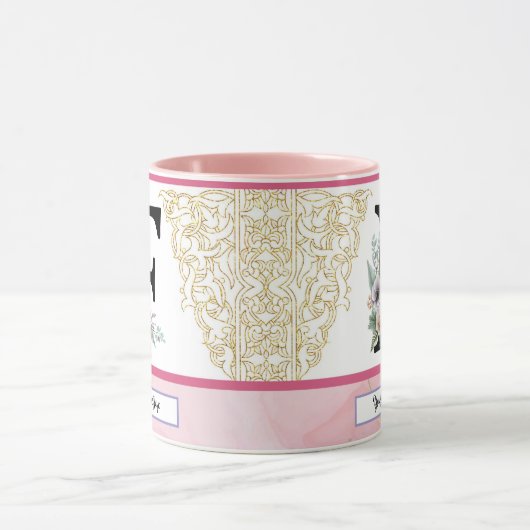 Floral Letter F – Personalized with Name Coffe Mug Tasse (Zentrum)