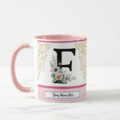 Floral Letter F – Personalized with Name Coffe Mug Tasse (Links)