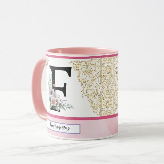 Floral Letter F – Personalized with Name Coffe Mug Tasse (Vorderseite Links)