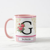 Floral Letter G Mug – Custom Name Monogram Cup Tasse (Links)