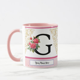 Floral Letter G Mug – Custom Name Monogram Cup Tasse