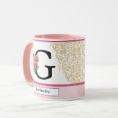 Floral Letter G Mug – Custom Name Monogram Cup Tasse (Vorderseite Links)
