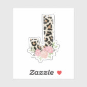 Floral Letter J Anfangsname Leopard Cheetah Print Aufkleber (Blatt)
