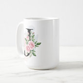 Floral Letter J - Soft Pastell Monogramm Kaffeetasse (Vorderseite Links)