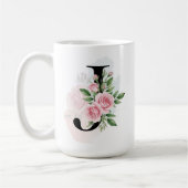 Floral Letter J - Soft Pastell Monogramm Kaffeetasse (Links)