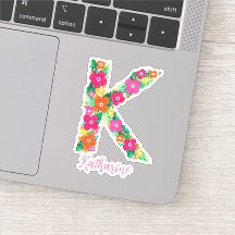 Floral Letter K Custom Cut Vinyl Aufkleber
