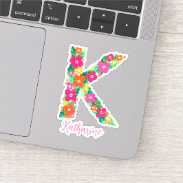 Floral Letter K Custom Cut Vinyl Aufkleber