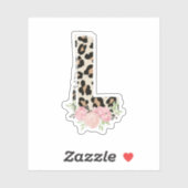 Floral Letter L Anfangsname Leopard Cheetah Print Aufkleber (Blatt)