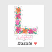 Floral Letter L Custom Cut Vinyl Aufkleber (Blatt)