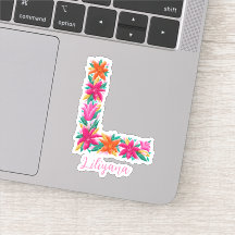 Floral Letter L Custom Cut Vinyl Aufkleber