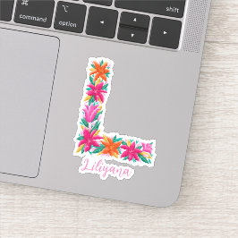 Floral Letter L Custom Cut Vinyl Aufkleber
